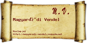 Magyaródi Vendel névjegykártya